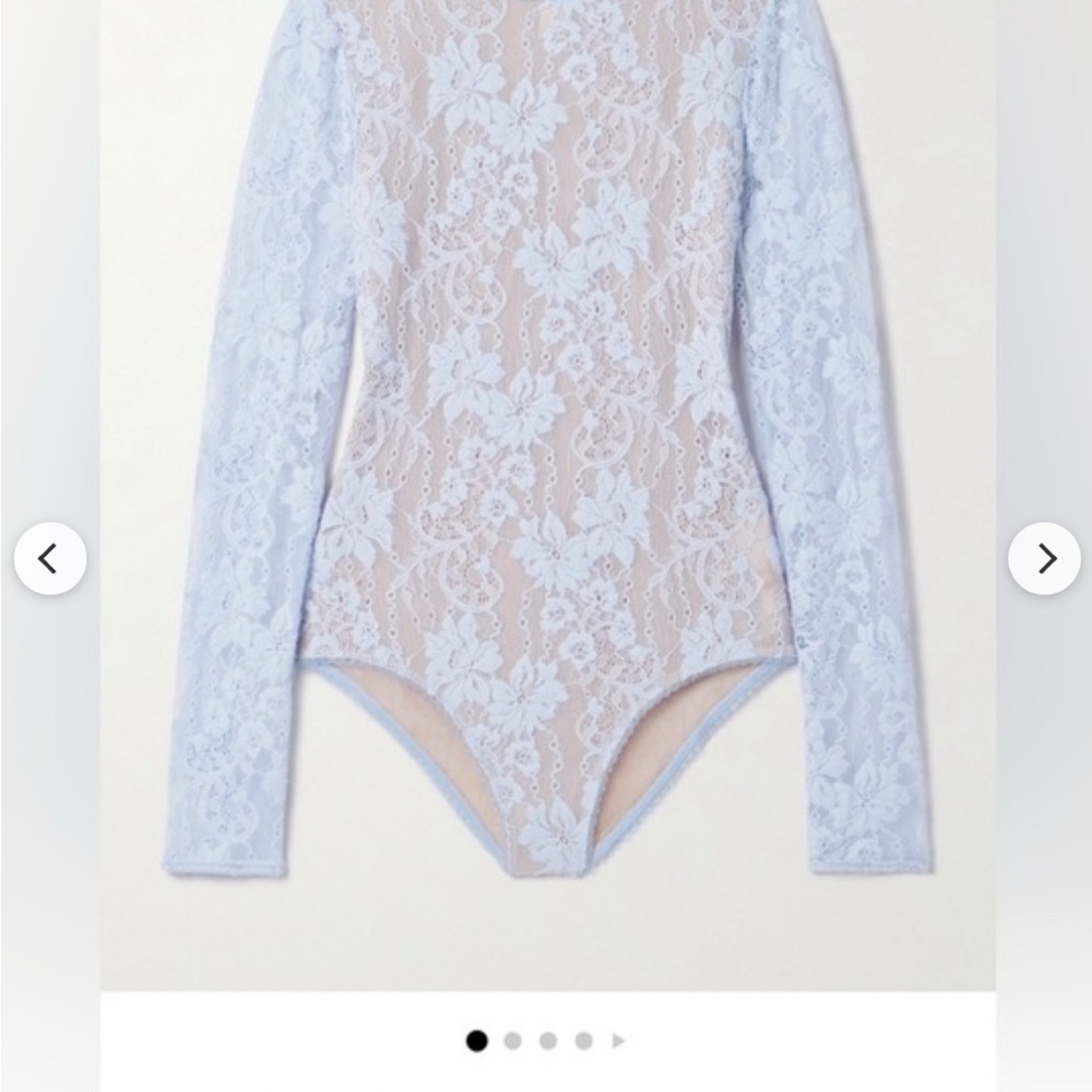 Lace Long-Sleeve Bodysuit in Light Blue - Picture 3 of 6